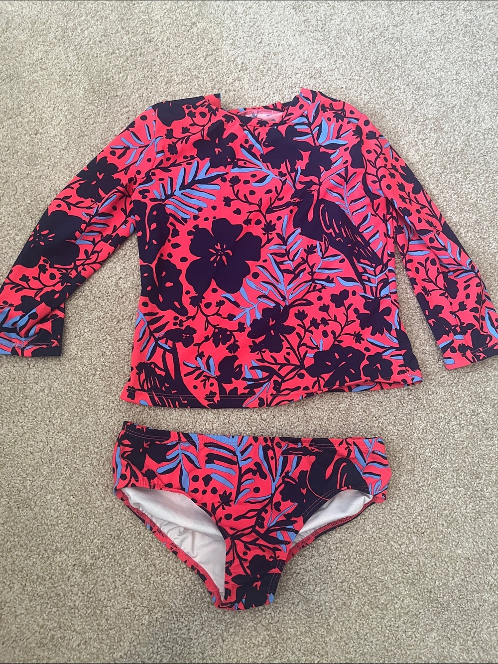 Girls Lilly Pulitzer Rash-guard and Bottoms Swim Pink/Navy Heron My Own, 8